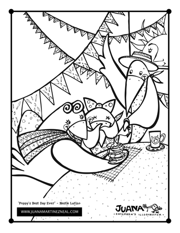 Poppy's Birthday Morning - Coloring Page
